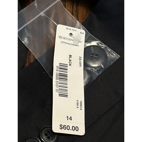 Worthington Women's Notch Lapel Blazer  Jacket Black Size 14 NWT White Stitching - Picture 5 of 16